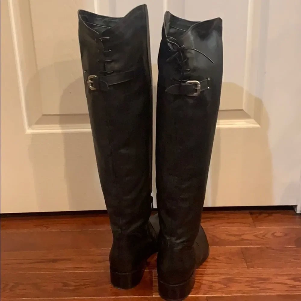 Eden Shoes black leather Over The Knee back buckle EU 37 Italy